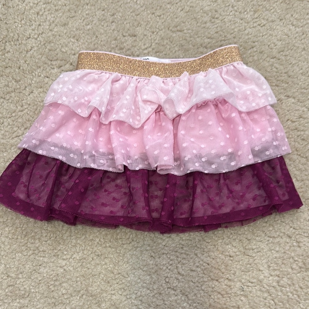 Epic Threads Pink and Purple Layered Skirt with Gold Waistband - Size 3T